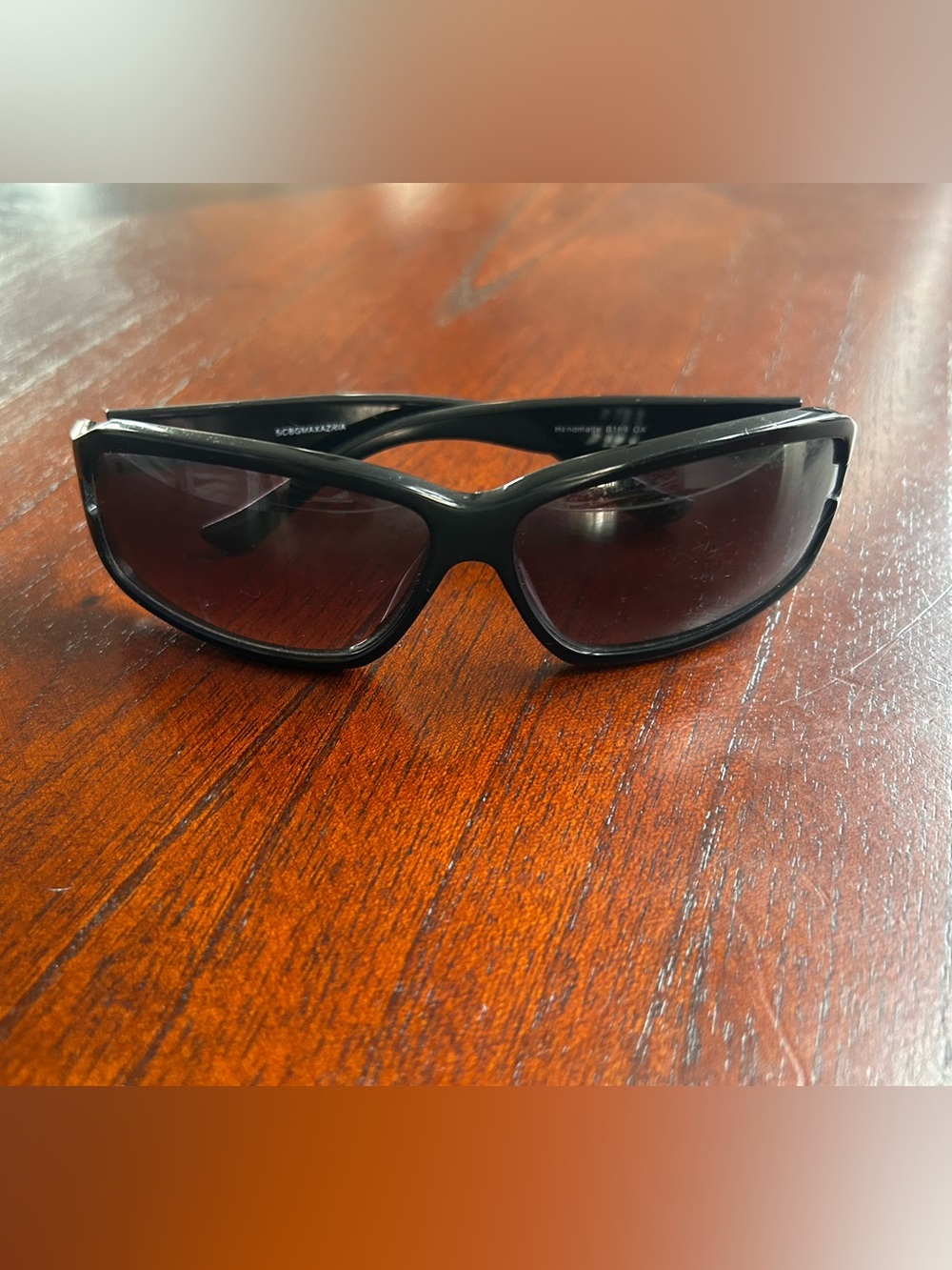 BCBGMaxAzria Black Wrap Sunglasses with Dark Smoke Lenses